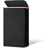 Vincona Slim Laundry Basket with Lid, Narrow Dirty Clothes Hampers for Laundry with Handle, Skinny Laundry Bin for Laundry Room, Dorm, Bedroom and Bathroom, 19.8 Gallon (75L) Black
