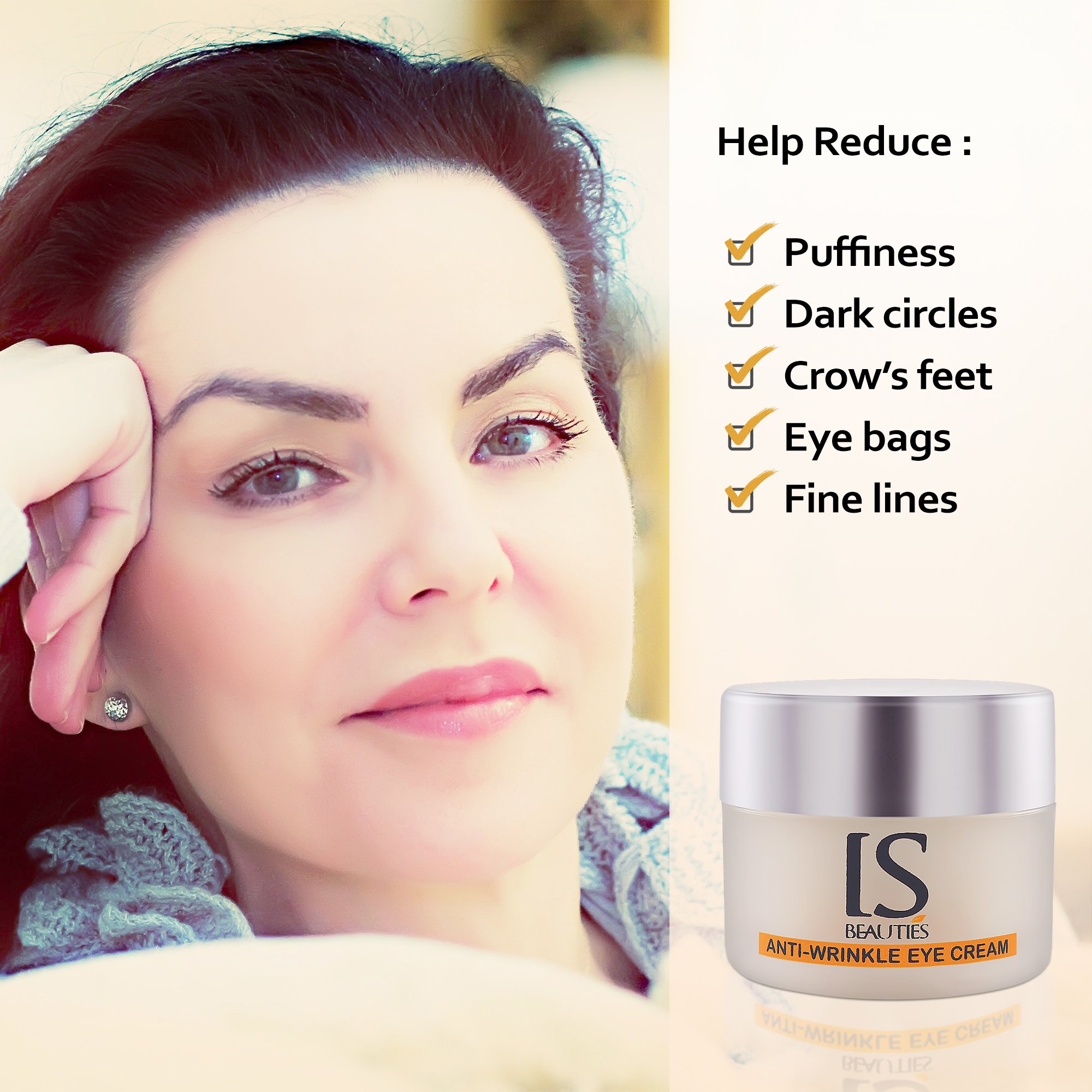 IS Beauties Eye Cream - Anti Aging and Wrinkles with Diamond Powder for Bags and Dark Circles and Puffiness - Hydrate and Moisturize the Skin of Eyes Area - Collagen Production and Reversing UV Damage