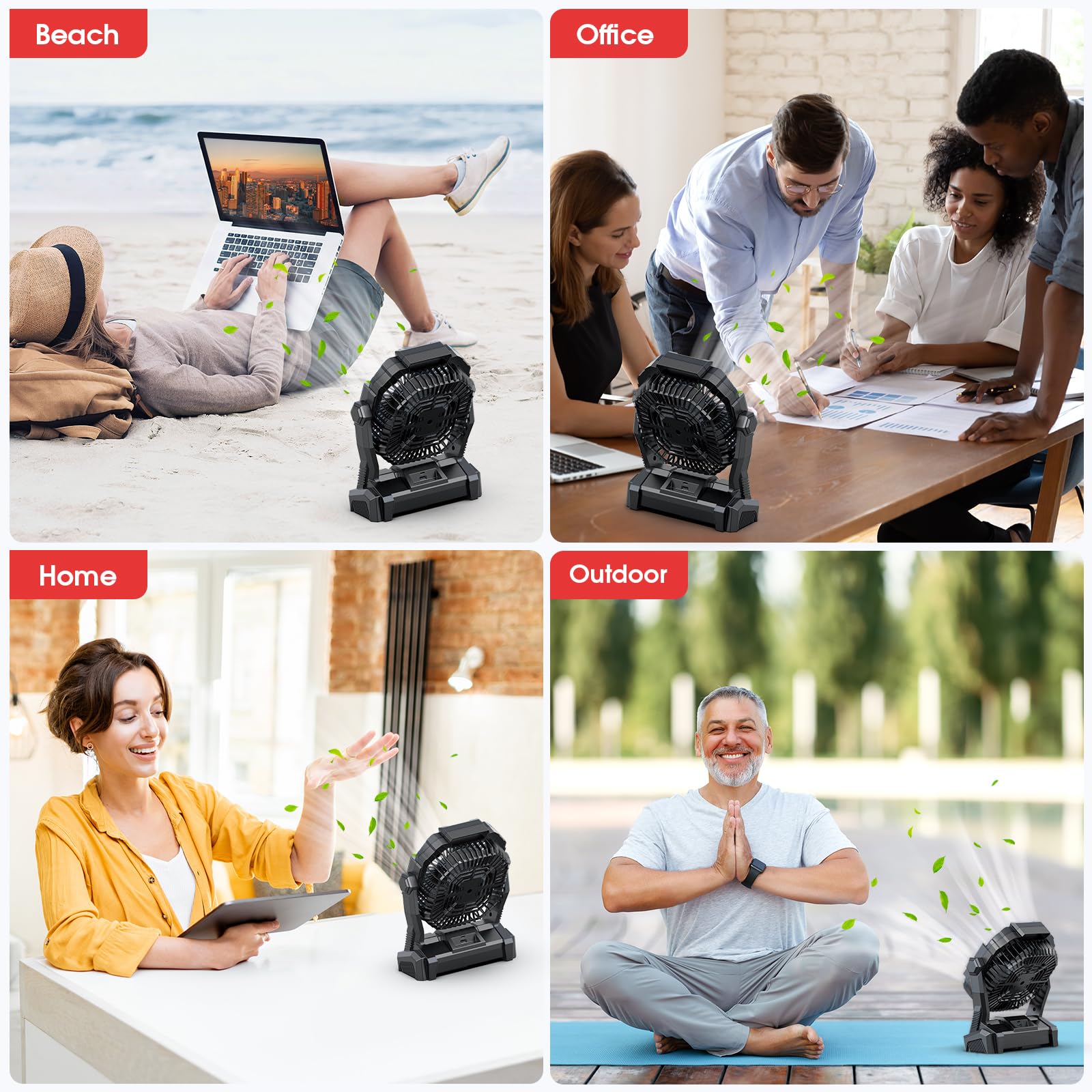 Portable Fan Rechargeable, 20000mAh Cordless Battery Powered Fan with LED Lantern, USB C Battery Operated for Travel Bedroom Home Camping Tent Office Beach Desk Fishing Table