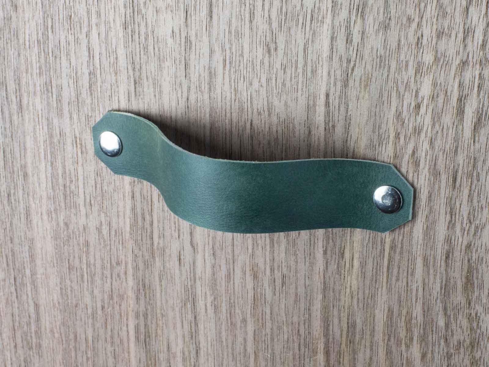 Leather handles green Cabinet, Drawer, Dresser Pulls