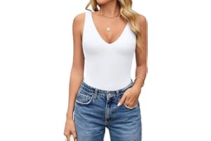 Avidlove Women's Sexy Plunge Deep V Neck Bodysuit Double Lined Sleeveless Thong Body Suit Leotard for Going Out Tank