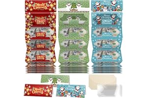 Lyforpyton Christmas Surprise Money Holder with 10 Slots, Christmas Party Cash Card Supplies, DIY Surprise Money Gift Envelopes 3 Pack(Green,Red,Blue)