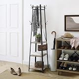 VASAGLE LCR080B02 Coat Rack with 3 Tier Shelf Industrial Greige Black view 2
