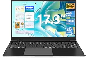 SGIN Laptop, 4GB DDR4 128GB SSD Notebook, 17.3 Inch Laptops Computer with Intel Core i3 Processor (up to 2.4 GHz), Webcam, Mini HDMI, USB3.2 * 2, Dual WiFi, Type-C, 8000mAh