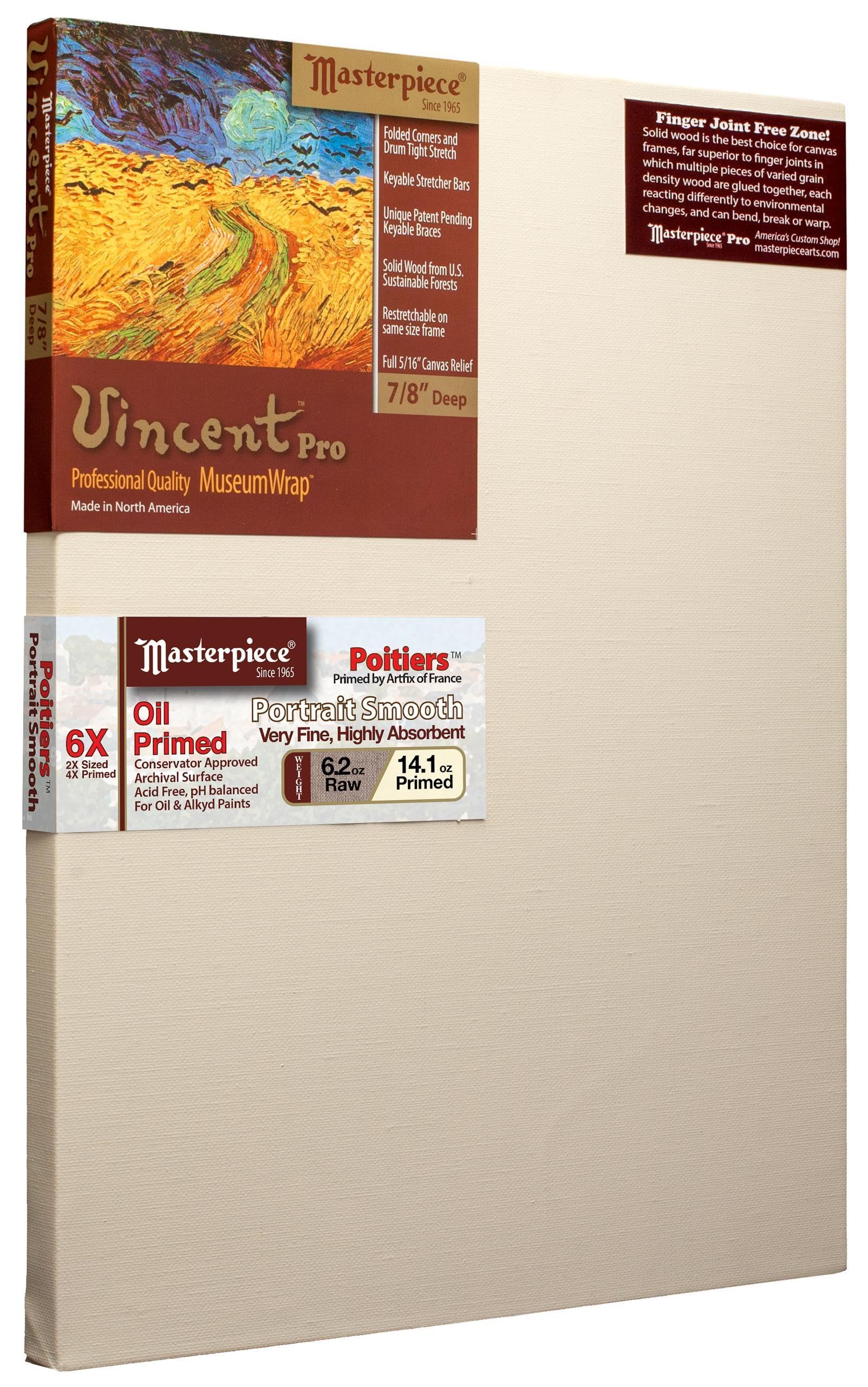 Photo 1 of *** FACTORY SEALED*** MASTERPIECE Z1VQ-1428 Vincent Pro 7/8" Deep Linen 14.1oz - Poitiers Portrait - Oil Primed Stretched Canvas 14" x 28"