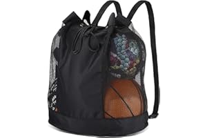 Brynnl Extra Ball Bag,Large Mesh Equipment Bag Black, Soccer Ball Bag with Adjustable Shoulder Strap,600D Oxford Cloth mesh S