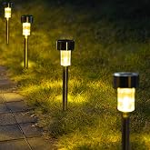 GIGALUMI Outdoor Waterproof Solar Pathway Lights, 12 Pack Warm White | Stainless Steel LED, Auto On/Off Dusk-to-Dawn, Ideal for Garden Yard Patio Path Walkway
