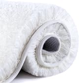 Non Slip Bath Mat 50 x 80cm Thick Microfiber Ultra Soft White