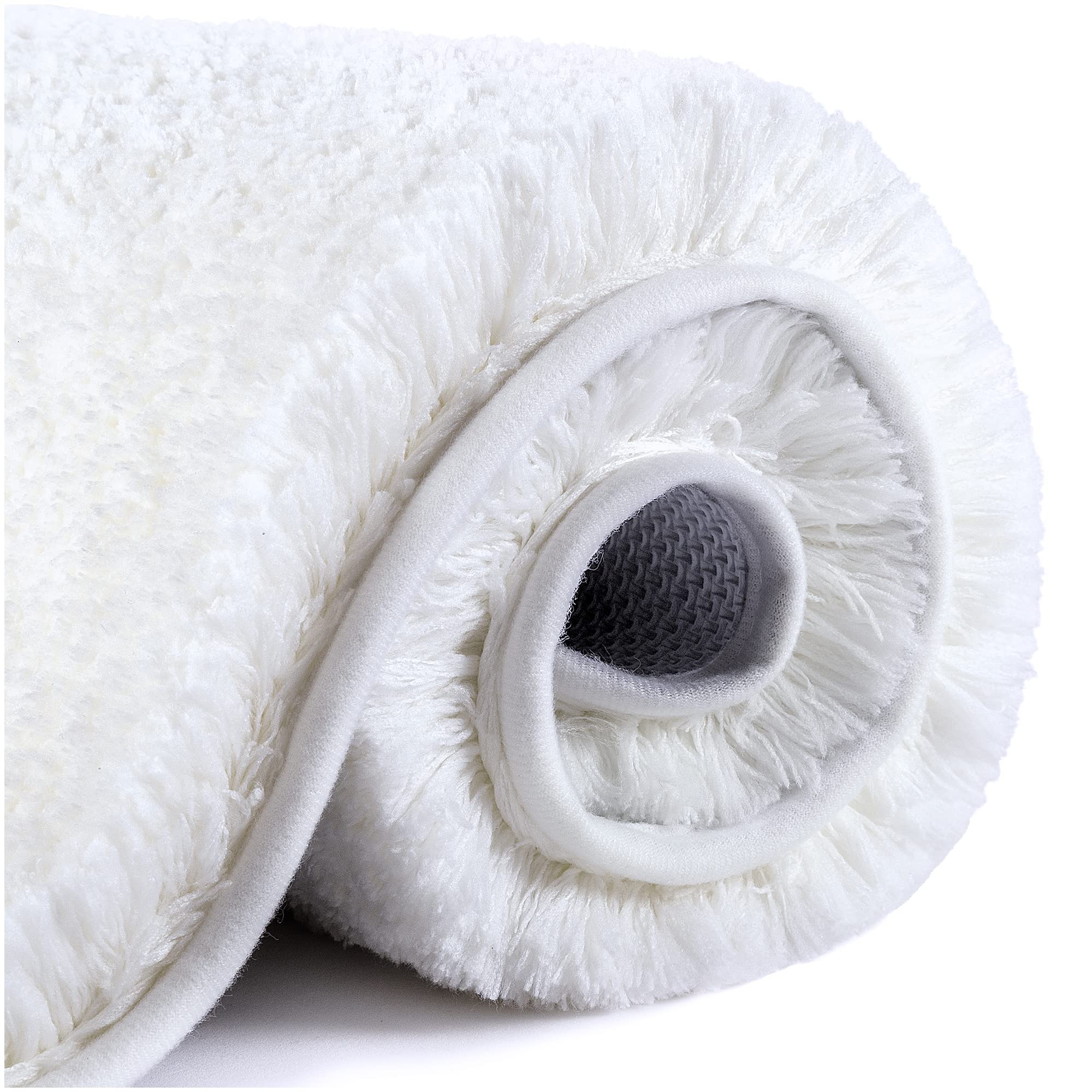 VANZAVANZU Non Slip Bath Mat Thickened Bath Rug for Bathroom Absorbent Ultra Soft Bathroom Mat Fluffy Microfiber Bedside Rug Carpet Floor Mat, Quick-drying, Machine Washable - 50 x 80cm (White)