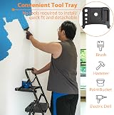 BONTEC 4 Step Folding Ladder 150kg Heavy Duty with Tool Tray and Handrail view 4