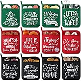 Layhit 12 Pieces Christmas Pot Holders with Pocket Heat Resistant Oven Mitts Hot Pads Farmhouse Cookie Bag for Kitchen Baking Cooking Appreciation Gift(Red and Green)