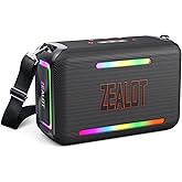 ZEALOT 120W Bluetooth Speaker, Wireless Speakers IPX6 Waterproof Loud Bluetooth Subwoofer Speaker with LED Light, 40H Playtime, Custom EQ, Portable Wireless Stereo Paired Speakers for Outdoor, Party