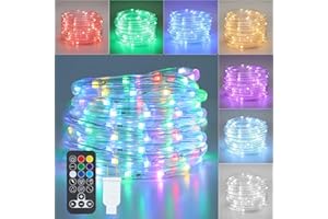 Vigdur Color Changing Rope Lights - 18FT Led Rope Lights Outdoor Waterproof with Remote Connectable 7 Colors & 7 Modes Decorative Christmas Lights for Xmas Bedroom Party Holiday Decoration
