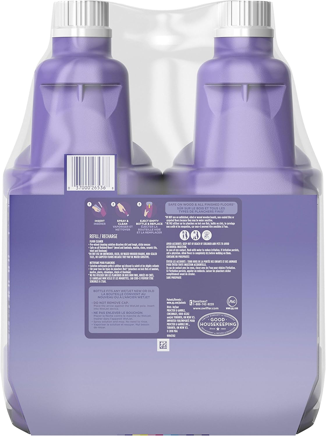 Swiffer WetJet Multi-Purpose Floor Cleaner Solution with Febreze Refill, Lavendar Vanilla and Comfort Scent, 1.25 Liter (Pac of 2): Health & Personal Care