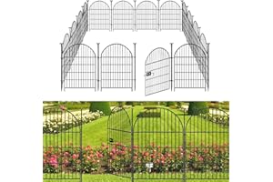 Okaygardn Tall Garden Fence with Gate 40 in(H)x26.2 Ft(L), 12 Panels Dog Fence Outdoor for Yard, No Dig Garden Fence Border,Heavy Duty Metal Temporary Rabbit Dog Fences Animal Barrier for Outdoor Yard