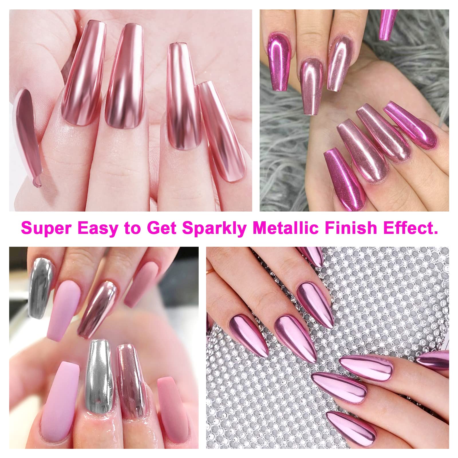 36Pcs Saviland Mirror Chrome Nail Powder Set - Metallic Holographic Chrome Nail Powder Black Blue Silver Gold Mirror Nails Chrome Powder for Nails French Manicure Nail Art Decoration Home Salon DIY - Image 8