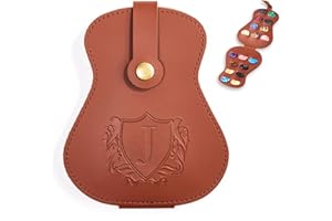 InnoBeta Personalized Guitar Picks Holder for Men, Women, PU Leather Guitar Gifts Plectrums Bag with Initials for Guitar Players, Lovers - J