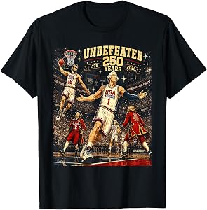 4th of July Basketball Undefeated Since 1776 250 Years T-Shirt