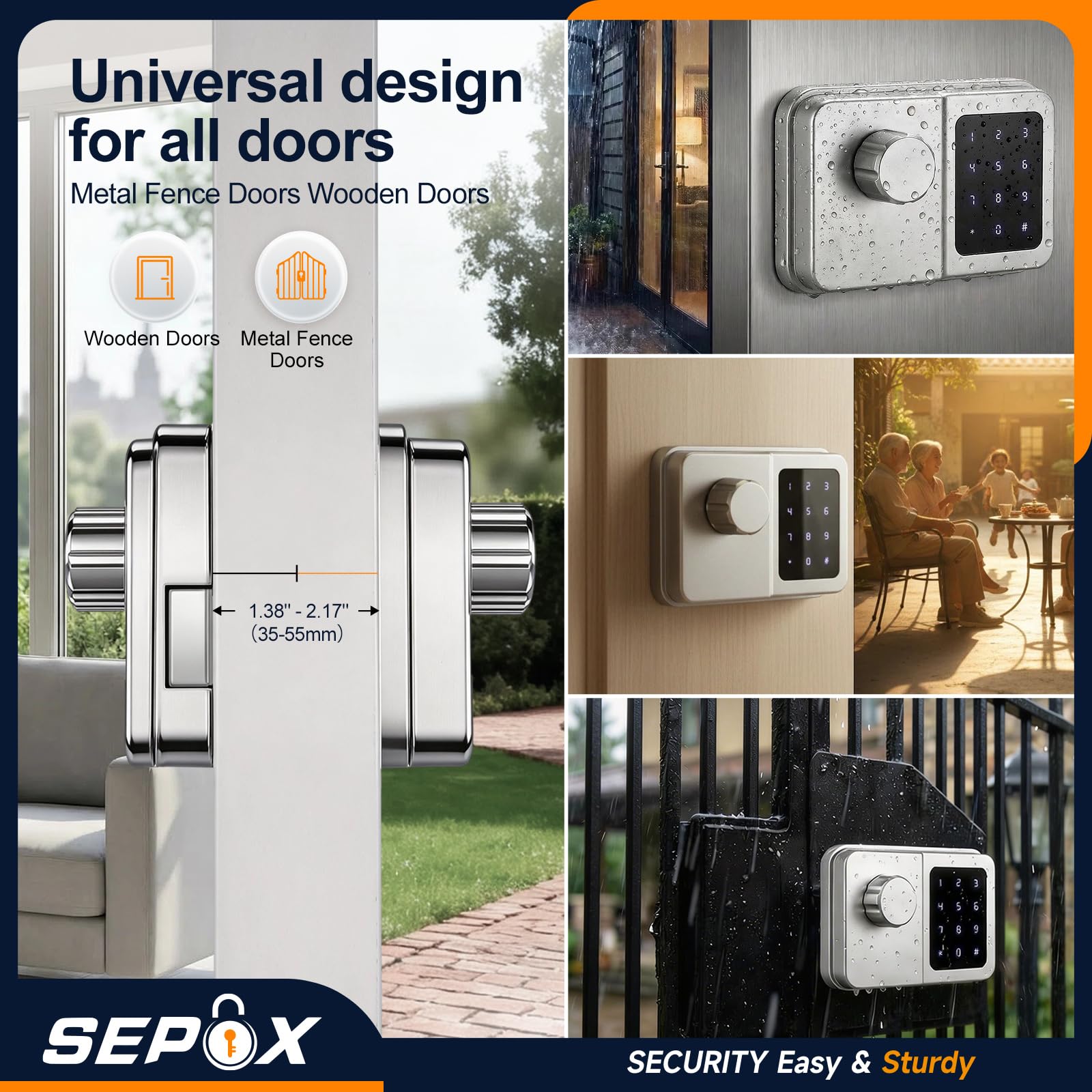 Condition photo showing New/Like New for sepox bluetooth smart gate lock, outdoor gate lock for fence & garage door, electronic keyless ic ca