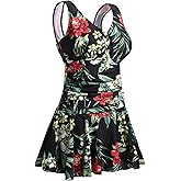 MiYang Women's Plus-Size Flower Printing Shaping Body One Piece Swim Dresses Swimsuit