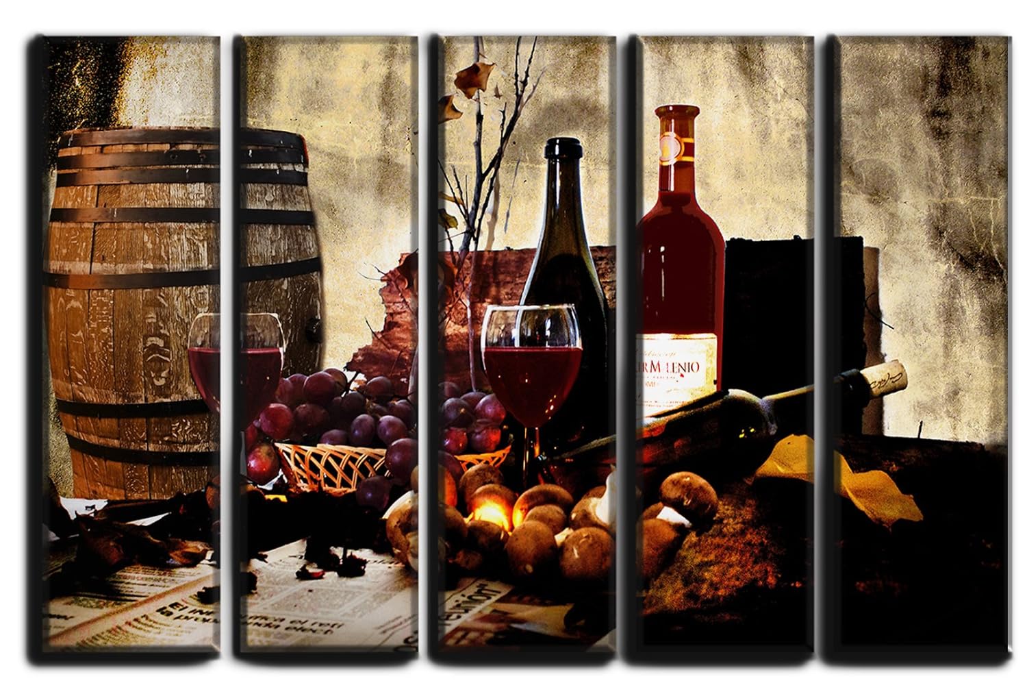 Amazoncom Gorgeous Red Wine And Barrel Kitchen Wall Art Decor