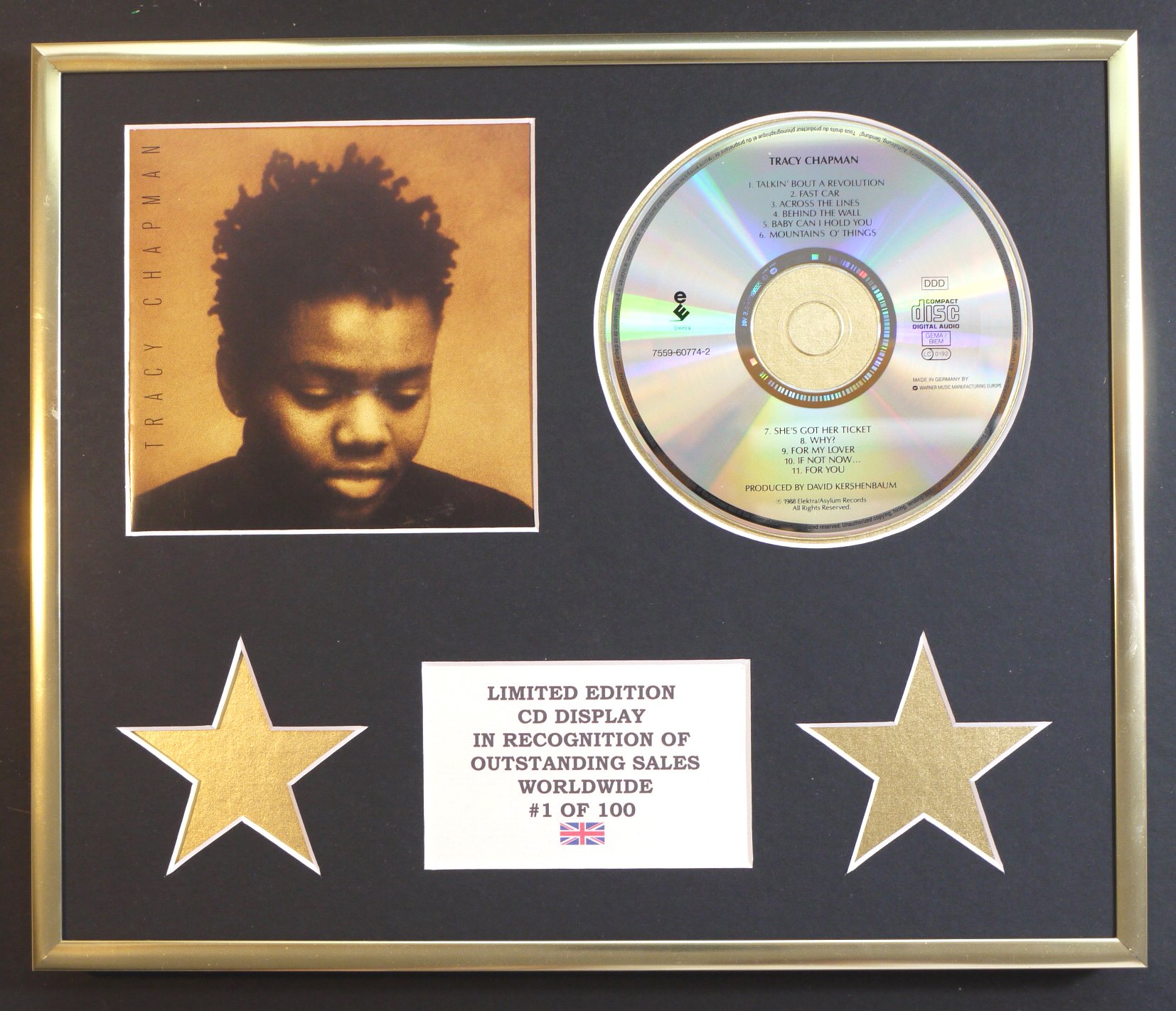 TRACY CHAPMAN/CD DISPLAY/LIMITED EDITION/COA/TRACY CHAPMAN