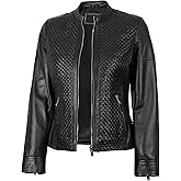 Blingsoul Real Leather Jacket For Women -Women's Stand Collar Style Leather Jackets