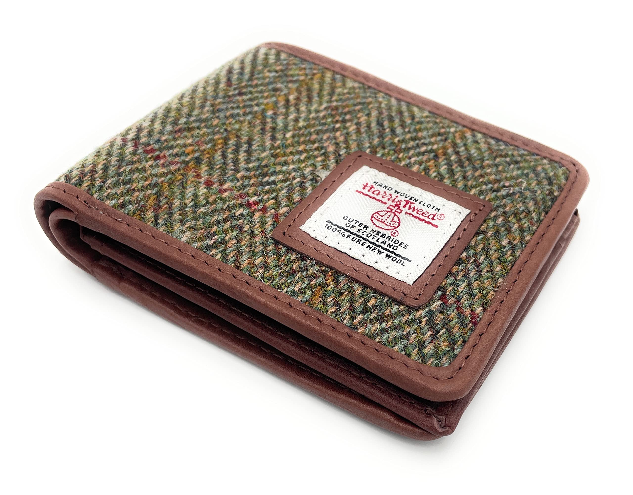 Tartan Tweeds Mens Harris Tweed Trifold Wallet (Green Herringbone)