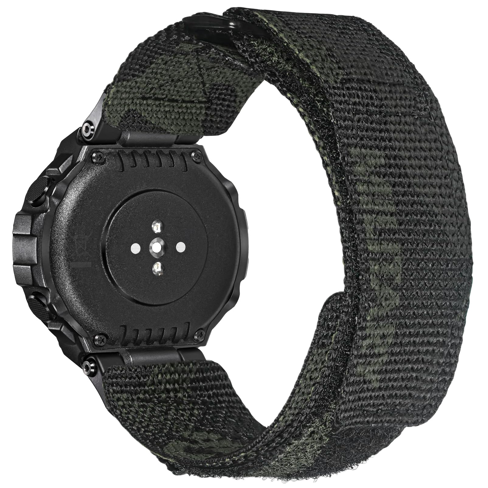 hemsut h Watch Bands Compatible with Huami T-Rex/T-Rex 2/T-Rex Pro, Millitary Camouflage Nylon Sports Strap With Woven Loop Design, Black