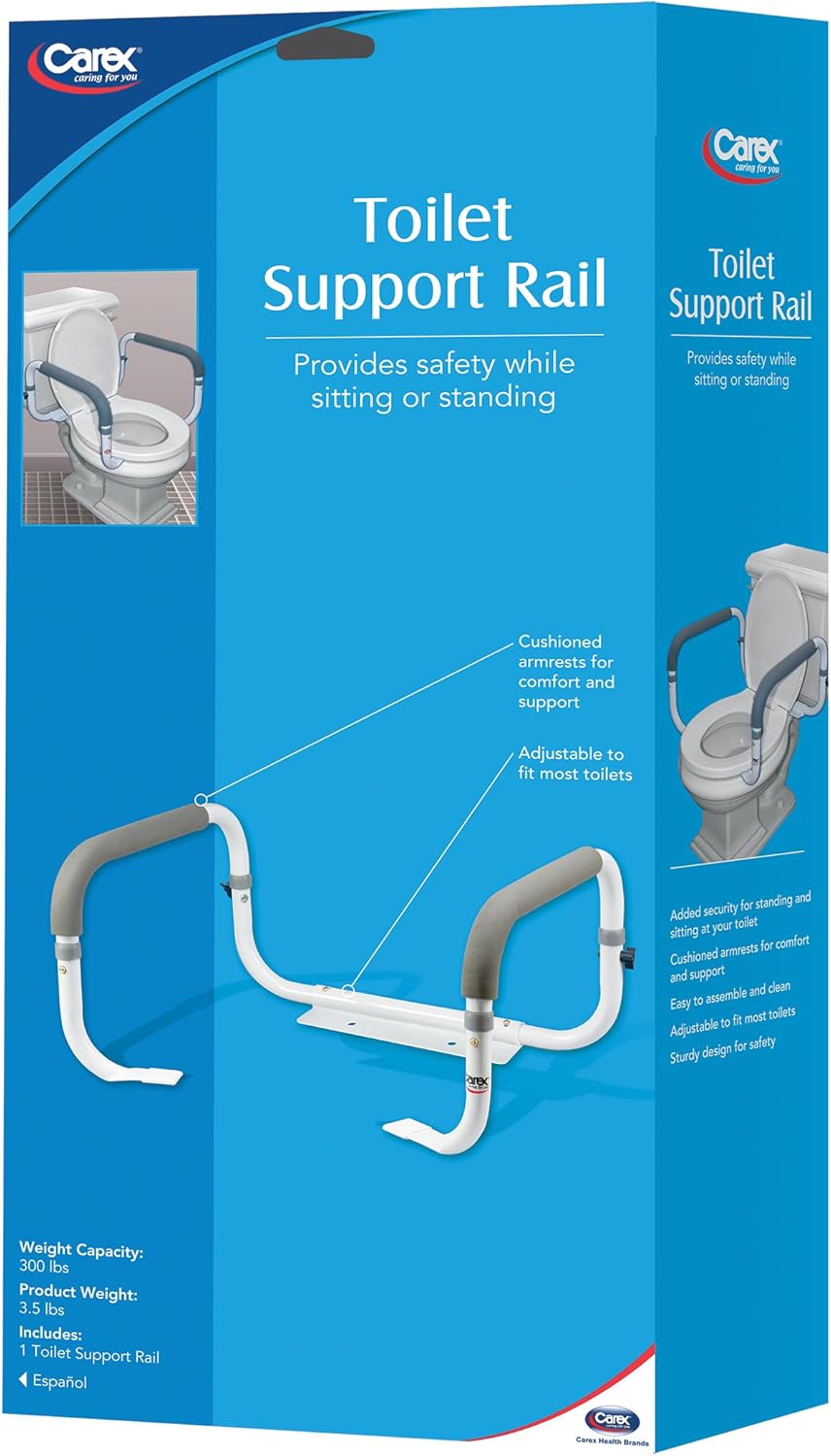 Carex Toilet Safety Frame - Toilet Safety Rails With Adjustable Width - Toilet Rails For Elderly, Handicap, Home Health Care Equipment After Surgery, Supports 300lbs: Health & Personal Care