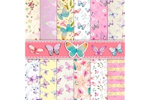 Konsait Spring Double Sided Scrapbook Paper 12x12 Butterfly Floral Pattern Paper Scrapbooking Supplies for DIY Making Greetin