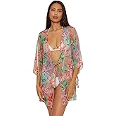 BECCA womens Coral Reef Tie Front Tunic, Casual, Sheer, Beach Cover Ups for Women