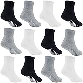 SkiBeaut Toddler Boy Socks- 12 Pairs Kids Grips Non Slip Skids Boys Girls Socks with Grippers for 1-7 Years