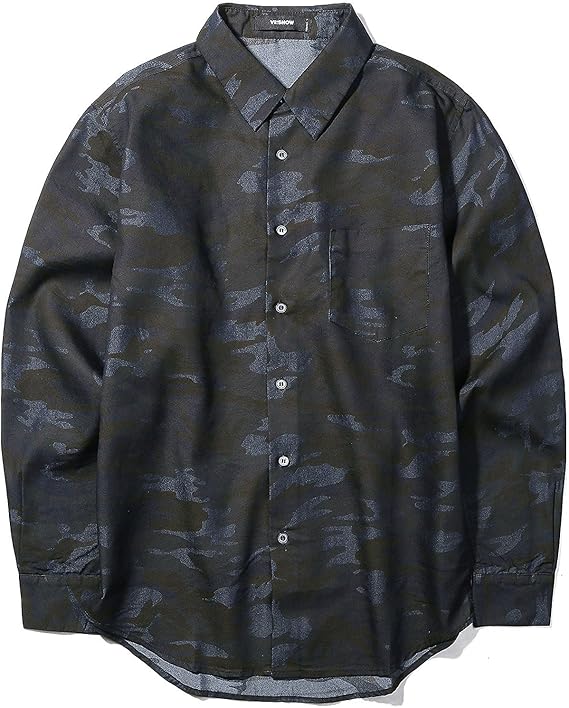 Amazon Viishow 17年 春 メンズ長袖迷彩プリントシャツ 男らしいカモフラ柄シャツ ミリタリーシャツ メンズカジュアル迷彩柄シャツ 一枚でもインナーとしても最適なシャツ シャツ 通販