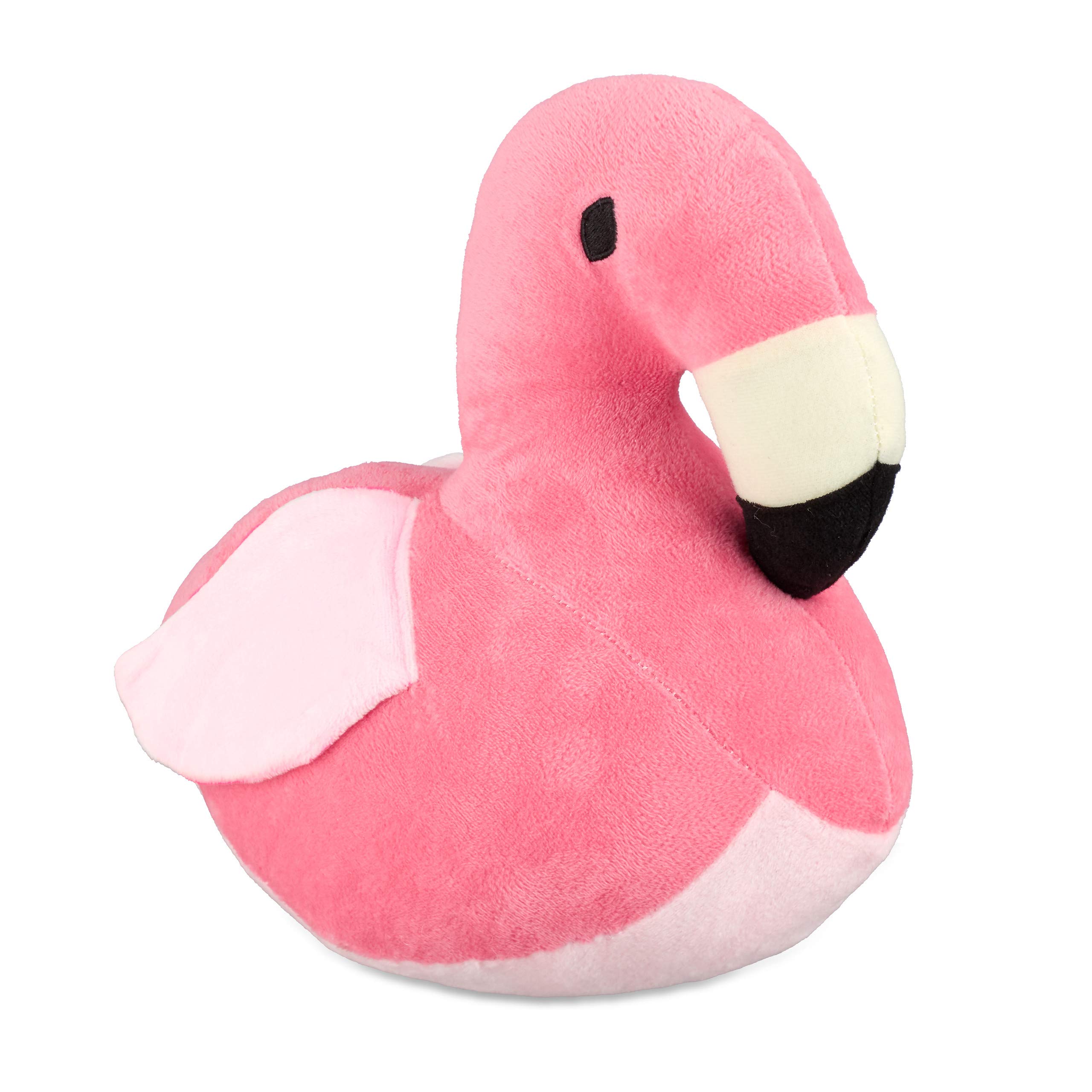 Relaxdays Flamingo Doorstopper, Decorative Floor Bumper, Standing, Filled Fabric Door Stop, Pink