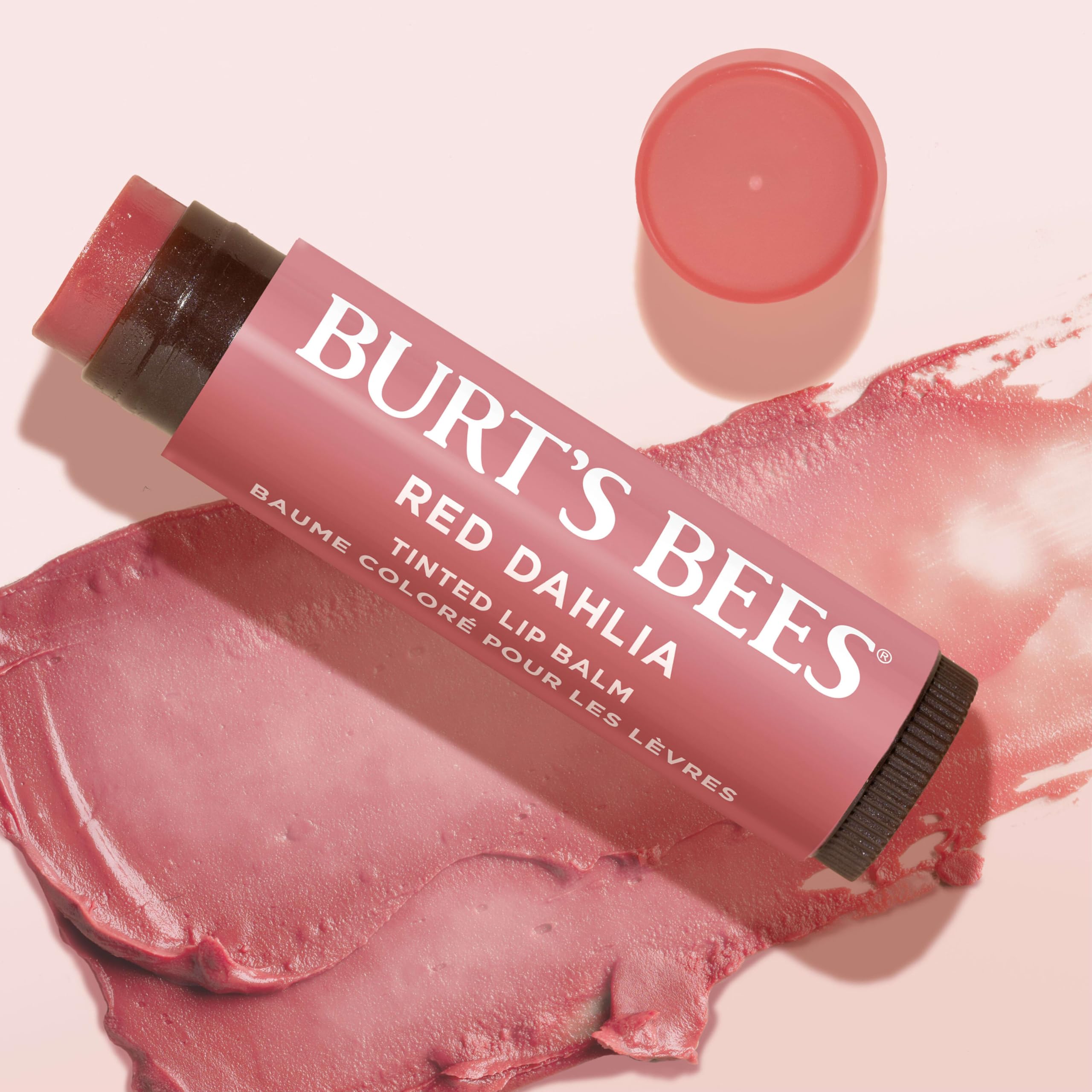 Burt's Bees Lip Tint Balm, Long Lasting 2 in 1 Duo Tinted Balm Formula, Color Infused with Hydrating Shea Butter for a Natural Looking Buildable Finish, Red Dahlia, 1 Tube