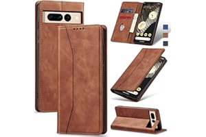 Jasonyu Flip Wallet Case for Google Pixel 7 Pro 5G,Leather Magnetic Folio Cover with Card Holder,Kickstand - TPU Shockproof Durable Protective Phone Case,Brown