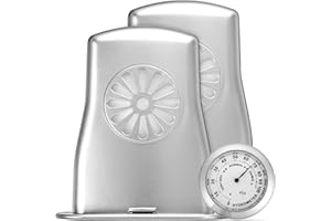 Mikinona Violin Thermometer and Humidifier with Soundhole Humidifiers Silver Violin Hygrometer for Instrument