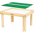 NILO Kids Play Table Set with 2 Compatible Lego Duplo Detachable Two-Sided Baseplates/Boards/Mats (N34 Activity Table Without Holes, 24x32x20 and 2X Green Base Plates 12x32)