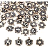 MECCANIXITY Letter Initial Charm Double Sided Alphabet Pendants A-Z Hexagon Letter Charm for Jewelry Making Necklaces Bracelets Earrings DIY Jewelry Accessories