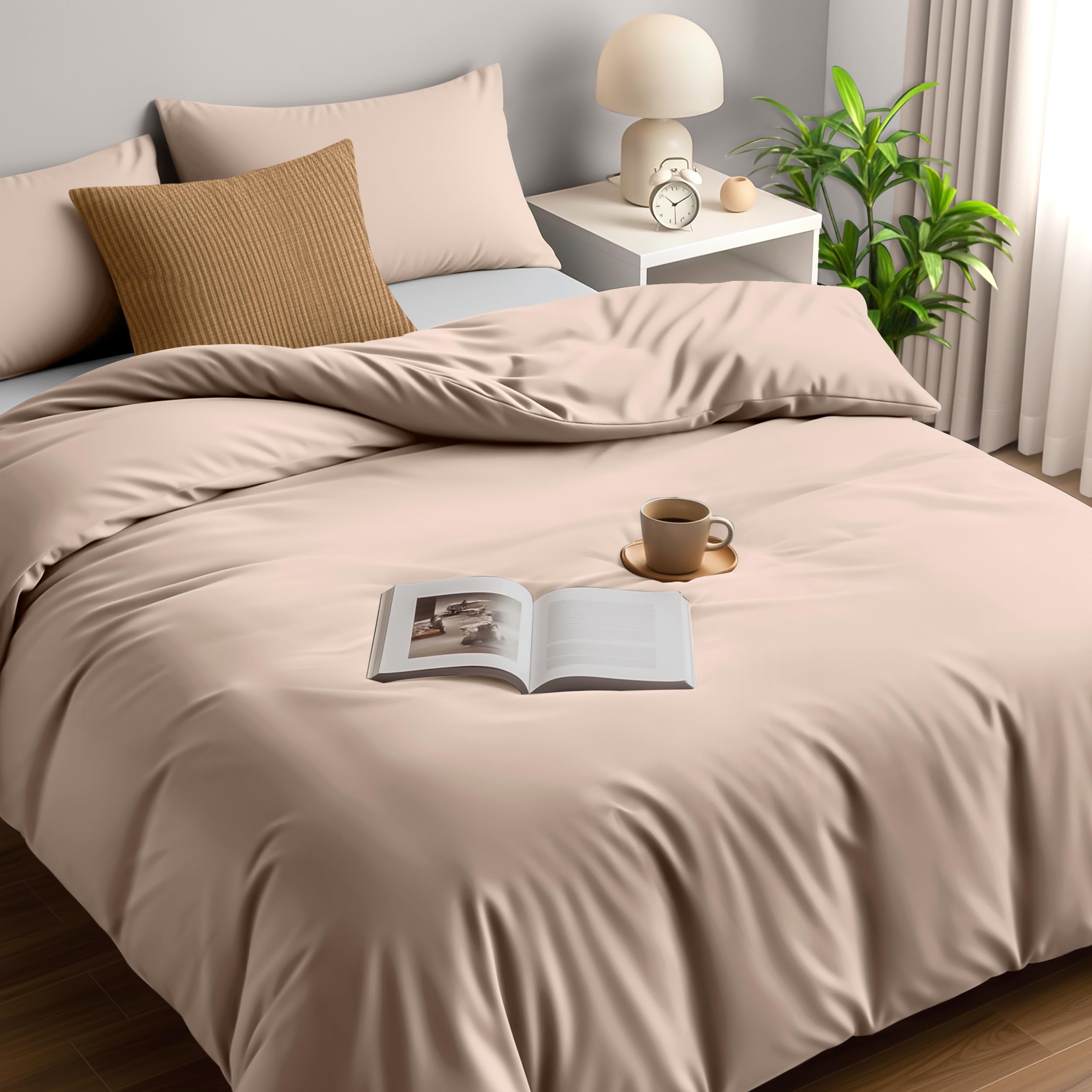 Utopia Bedding Duvet Cover Double - Soft Microfibre Polyester Duvet Cover with Pillow cases - Bedding Quilt Cover Set (Beige)
