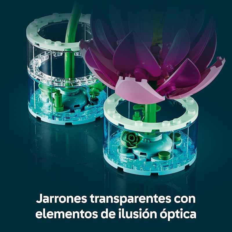 Botanicals Artificial Water Lilies – Conjunto de Flores Artificiais com 2 Plantas em Vasos Transparentes – Kit de Artesanato e Decoração Floral – Presente para Raparigas 9+ Anos e Adultos – 11511