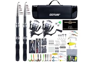 Goture 2pcs Telescopic Fishing Rod + 2pcs Spinning Reels, Collapsible Fishing Rod and Reel Combo, Portable Carbon Fiber Fishi