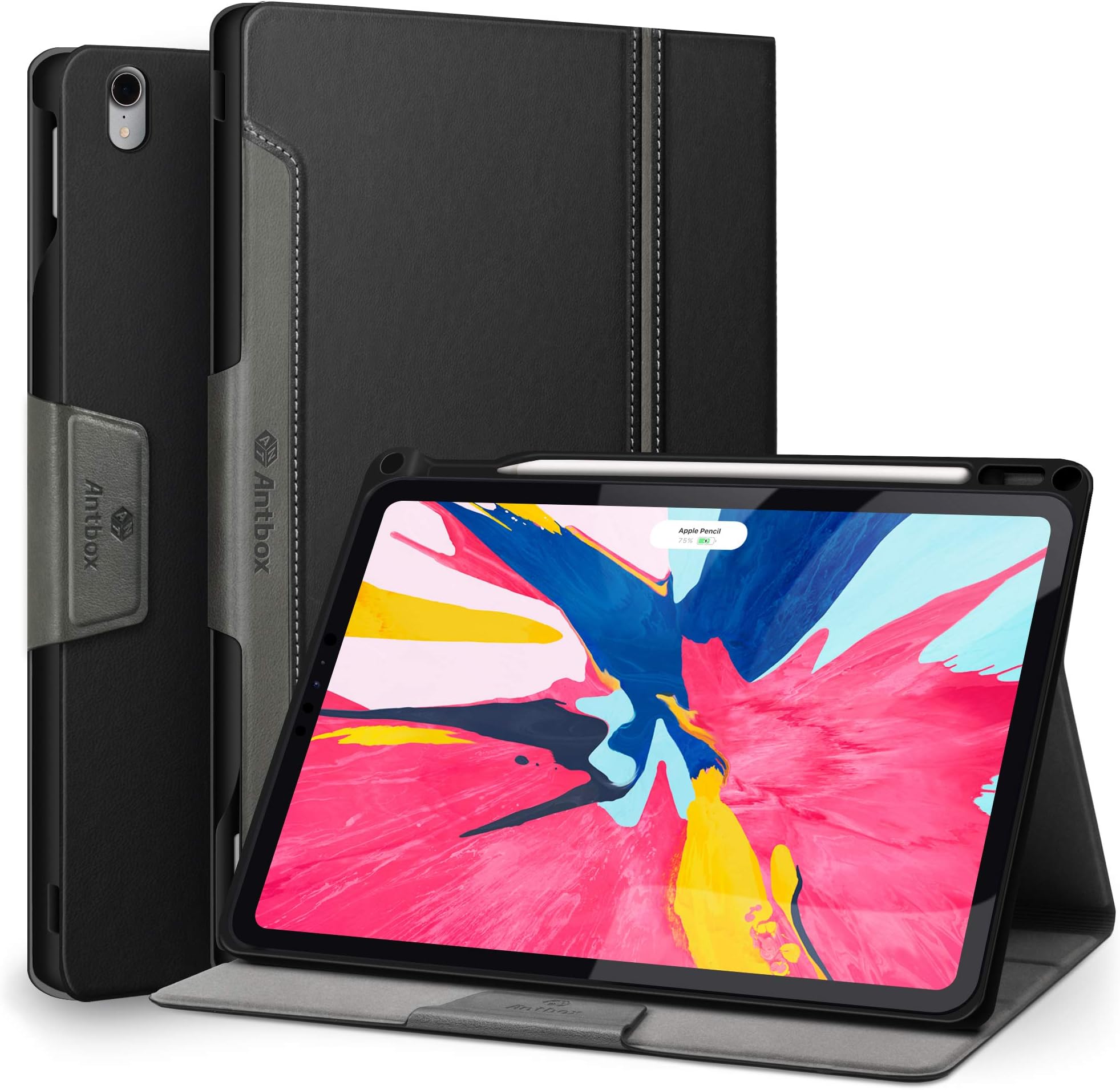 Antbox iPad Pro 11 Case 2018 (not fit iPad Pro 11 2nd/3rd Gen) with Built-in Apple Pencil Holder Auto Sleep/Wake Function PU Leather Smart Cover for iPad Pro 11" 2018