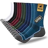 COOPLUS Mens Cotton Cushioned Crew Socks Athletic Running Moisture Wicking Performance Work Boot Socks for Men 6 Pairs