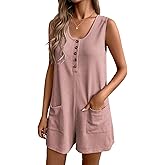 Ekouaer Rompers for Women Summer Shorts Loose Jumpsuit Waffle Casual 2026 Beach Outfits Vacation Clothes