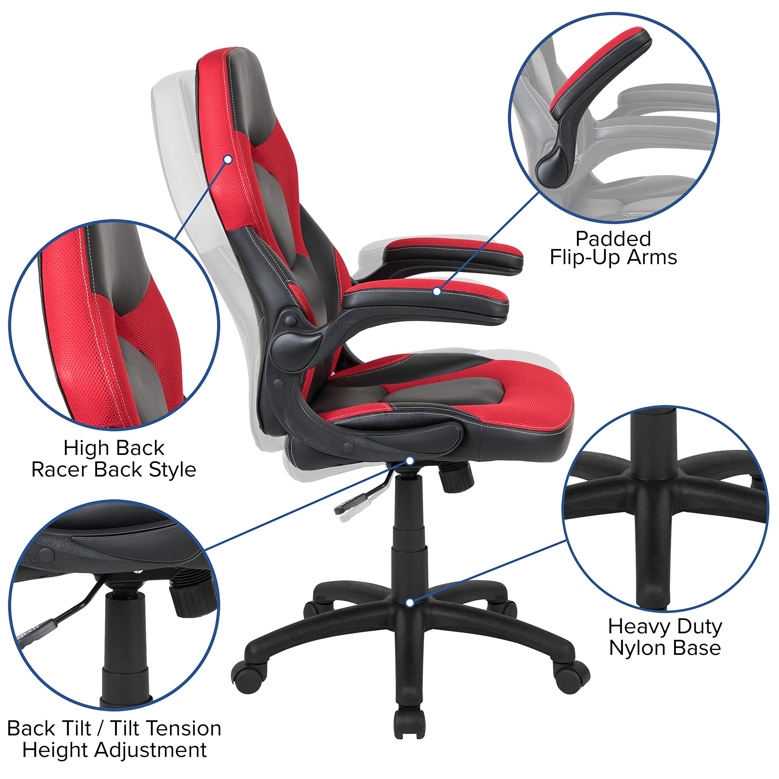 Flash Furniture Black Gaming Desk and Red/Black Racing