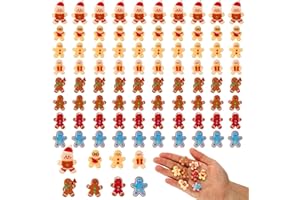 80pcs Mini Gingerbread Man Ornament, Resin Miniature Gingerbread Man Decorations Small Christmas DIY Craft Tiny Flatback Resi