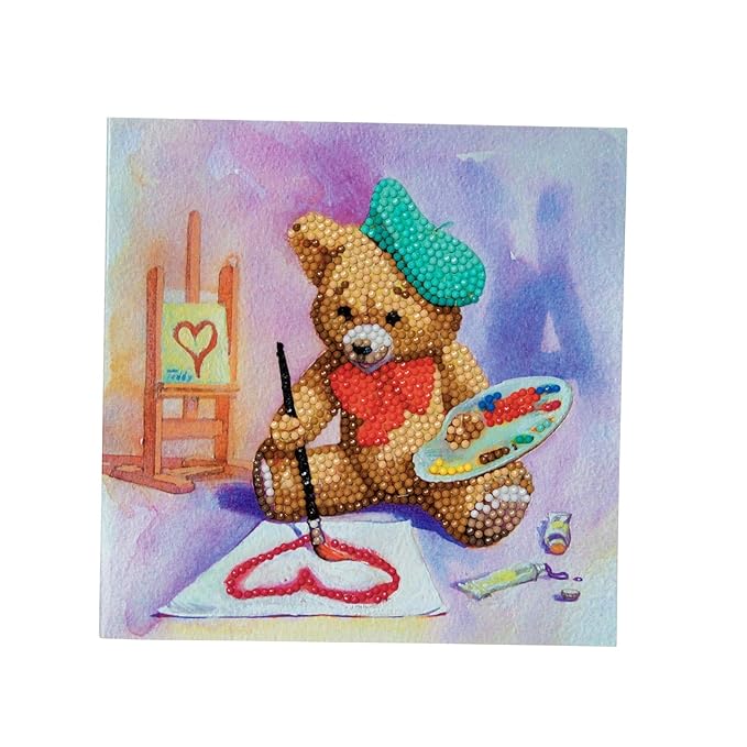 Craft Buddy Crystal Card Making Kit, 5D Diamond Painting Greeting Cards Craft Kit (A16 "Teddy