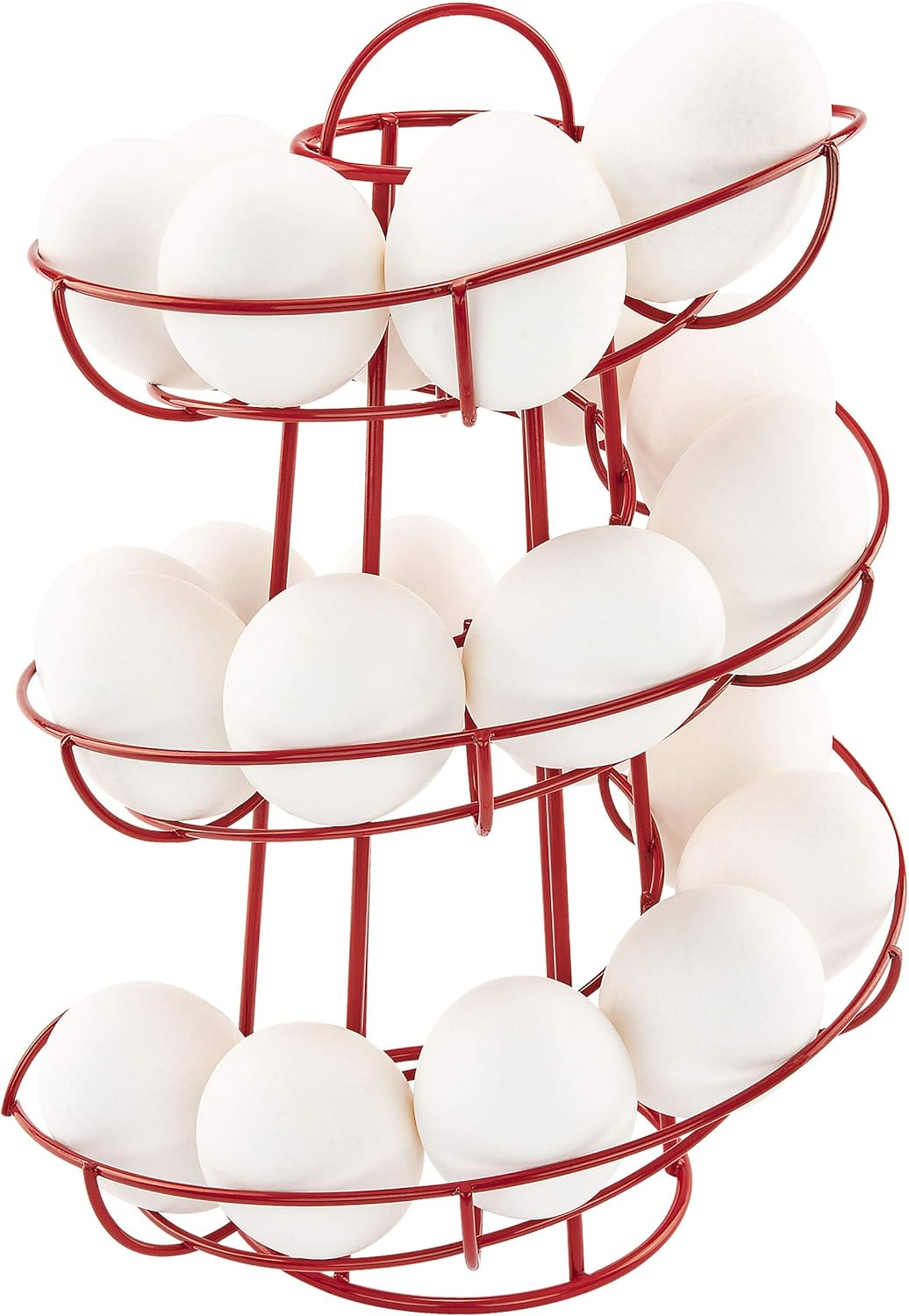 Egg Skelter Deluxe Modern Spiraling Dispenser Rack, Red